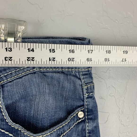 BKE Payton Jeans Womens 32 Long Blue Bootcut Distressed Denim Mid Rise Faded - Picture 5 of 8